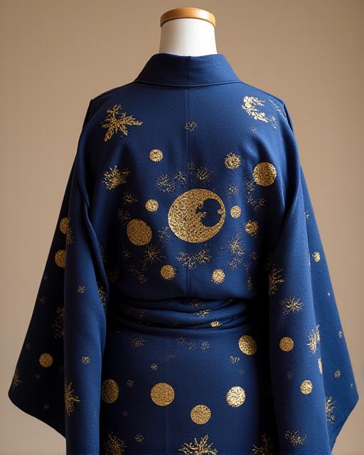 Formal kimono with gold leaf zodiac constellation patterns